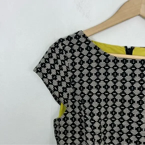 Anthropologie Maeve Jacquard Circle Skirt Black Cream Dress Size 4 - Picture 9 of 16